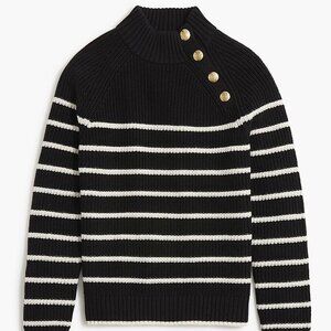 Button-shoulder striped mockneck sweater - J Crew
